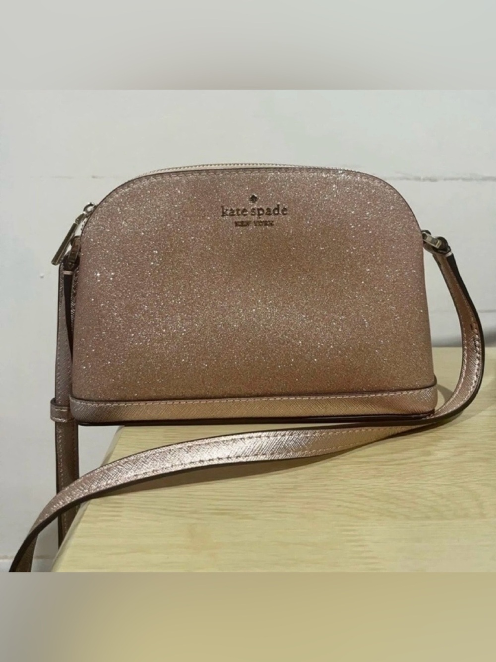 Kate Spade Rose Gold Tinsel Dome Glitter Crossbody Bag - Picture 3 of 11